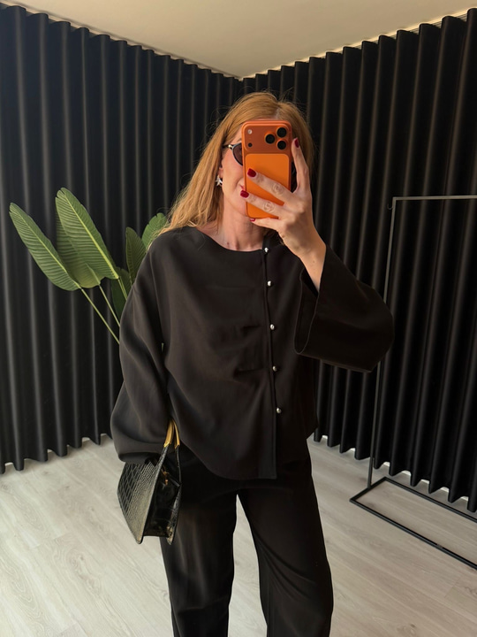 Orijinal Model , Siyah , Yandan Düğmeli , Premium Tok Tencel , Takım