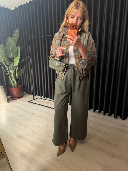 Kuşaklı Haki Premium Pantalon