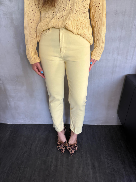 Orijinal Marka , Sarı , Likralı Kesik Paça Jean