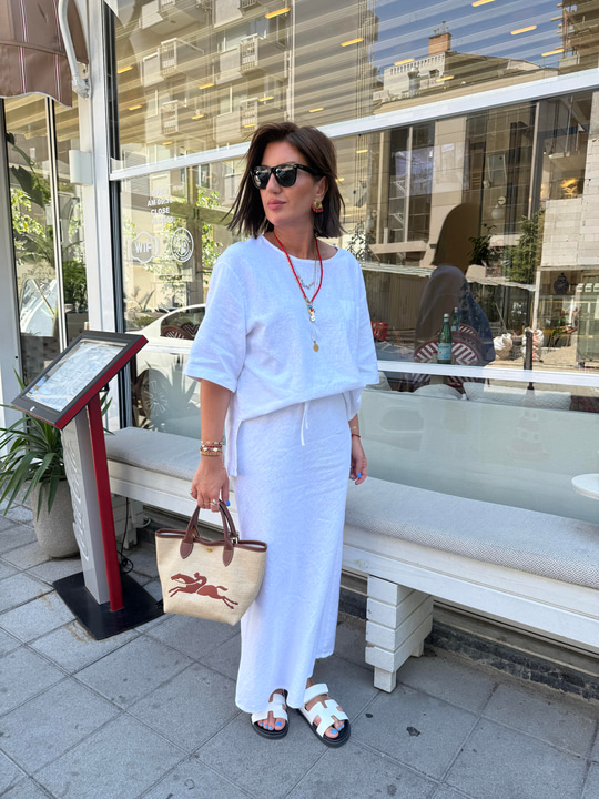 Orijinal Model, Ekru Keten Etek & Bluz Takım