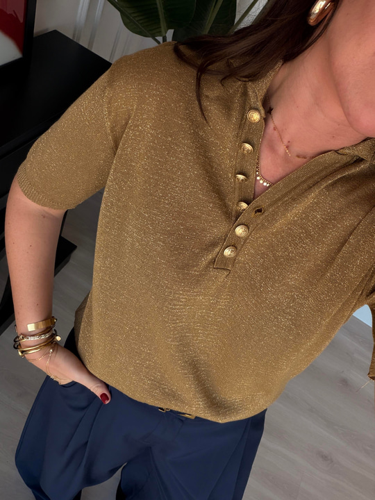Gold Parıltılı , Polo Yaka Triko
