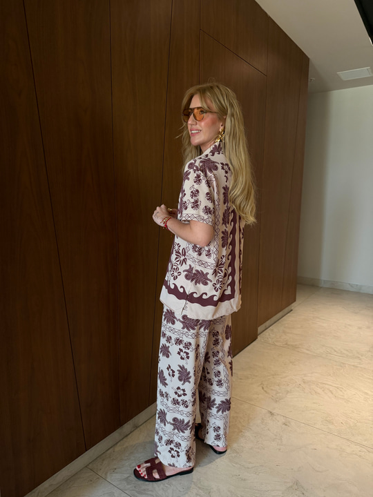 Bordo Desenli , Saten Takım