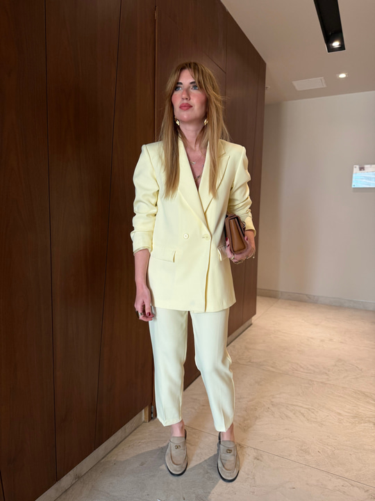 Orijinal Marka , Sarı , Blazer Ceket & Likralı Pantolon Takım