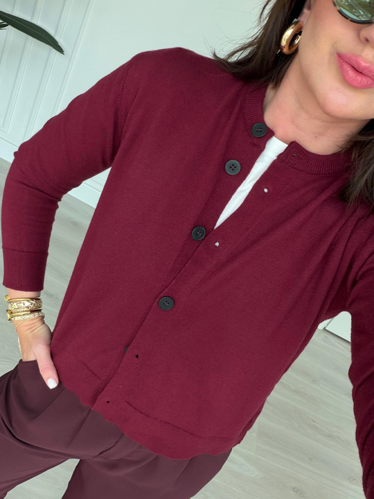 Orijinal Marka , Extra Soft , Bordo Triko Hırka