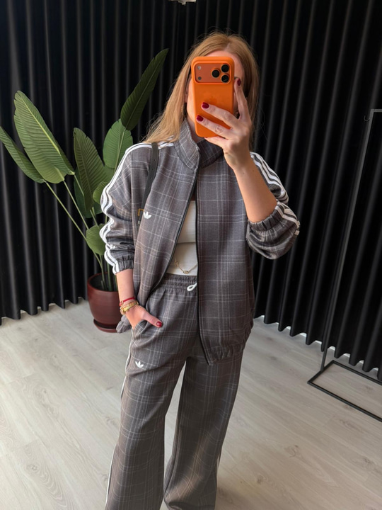 Orijinal Model Premium Gri Ekoseli Takım