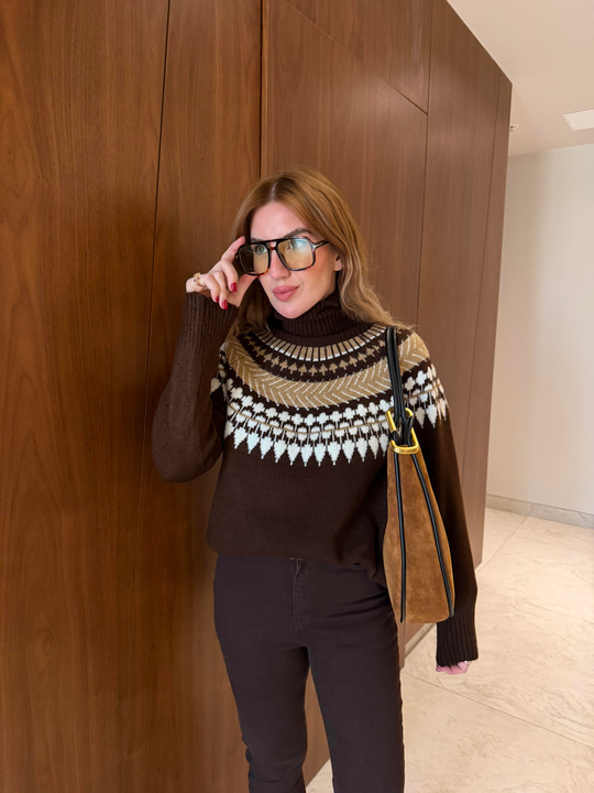 Orijinal Model , Ajurlu , Acıkahve , Boğazlı Kazak