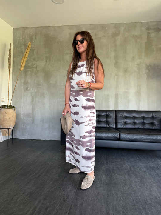 Vizon , Batik Desenli , Tiril Elbise