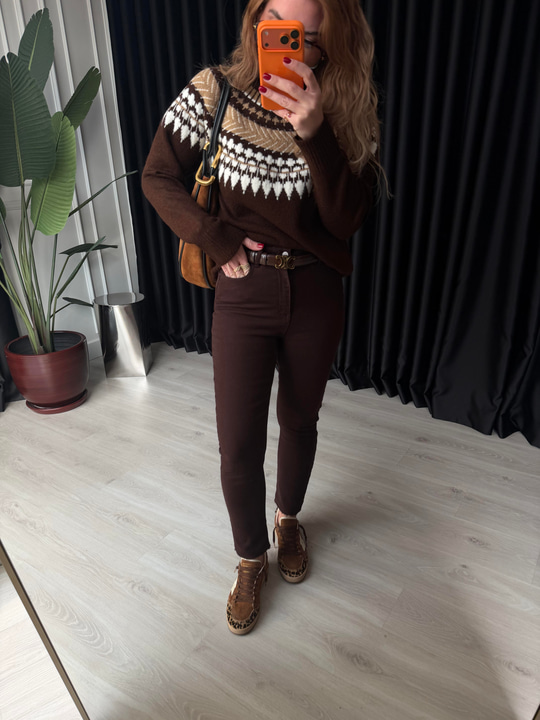 Full Likralı , Acıkahve , Kesik Paça Jean