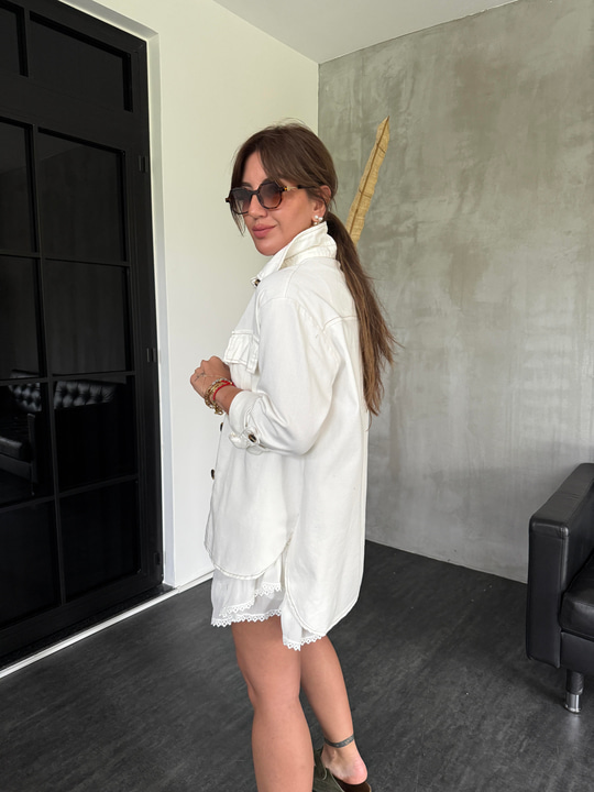 Orijinal Model, Taba Dikişli Ekru Gabardin Ceket