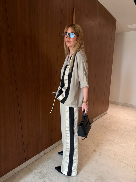 Orijinal Model , Ayarlanabilir Büzgülü , Colorblock Bej Takım