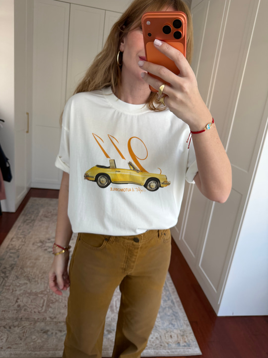 Spor Araba Desenli , Ekru T-shirt