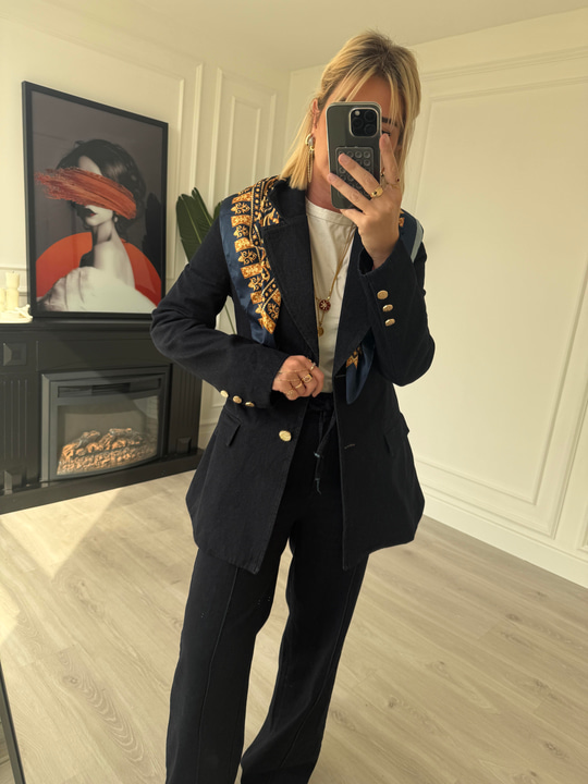 Gold Düğmeli , Belden Oturtmalı , Premium Jean Ceket