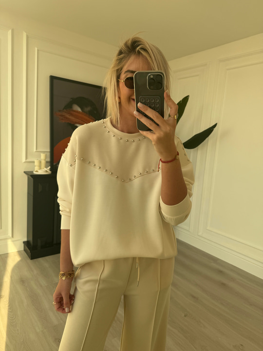 Orijinal Marka , Bej & Ekru Mix , Modal Sweatshirt
