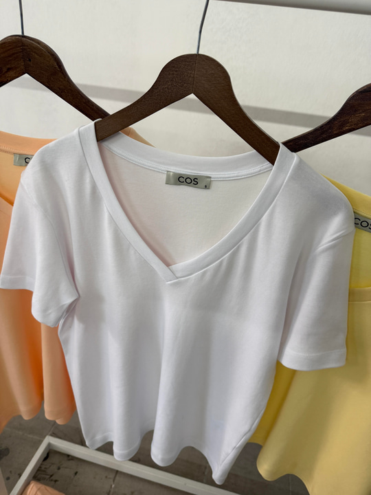 Orijinal Marka %100 Cotton Beyaz V Yaka T-shirt