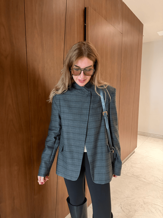 Orijinal Model Gri Kareli Premium Ceket