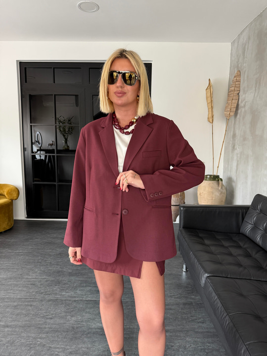 STD Beden , Bordo Renk , Premium Blazer Ceket