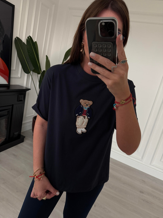 Marka Logo İşlemeli , Lacivert T-shirt