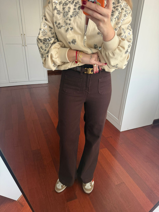 Full Likralı Önden Cepli Acıkahve Double Paça Jean