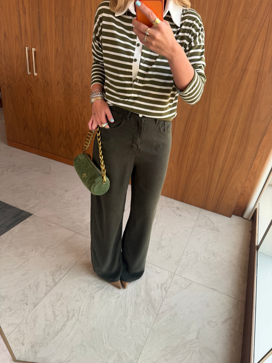 Haki, Yumuşacık Tencel Jean Pantolon