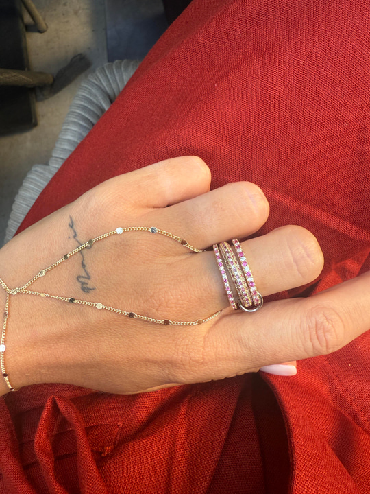 Pembe Taşlı Spinelli 3lü Yüzük