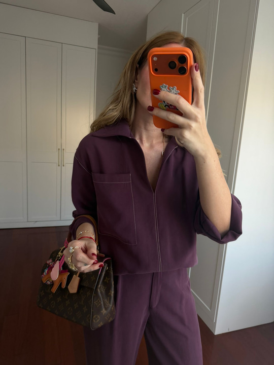 Orijinal Model , Beyaz Dikiş Detaylı , Tok Tencel , Mürdüm Takım