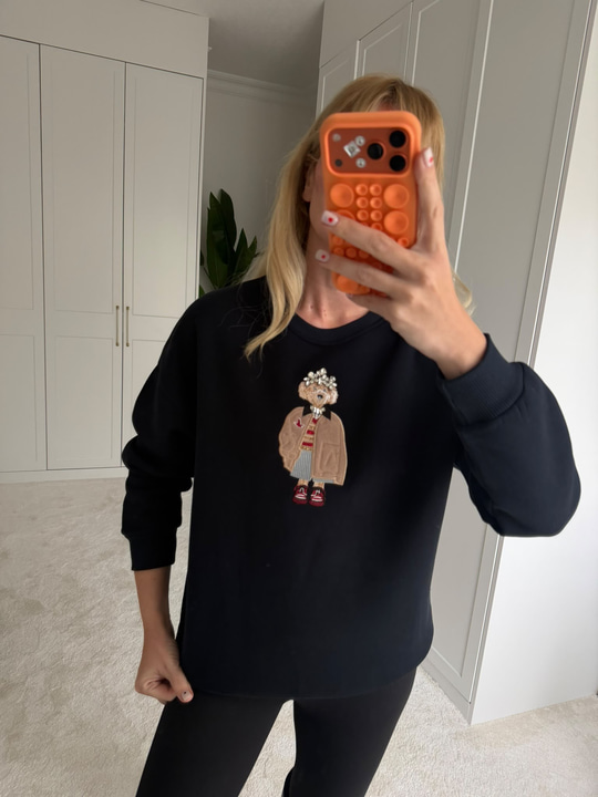 Orijinal Marka , Taş İşlemeli , Lacivert Sweatshirt