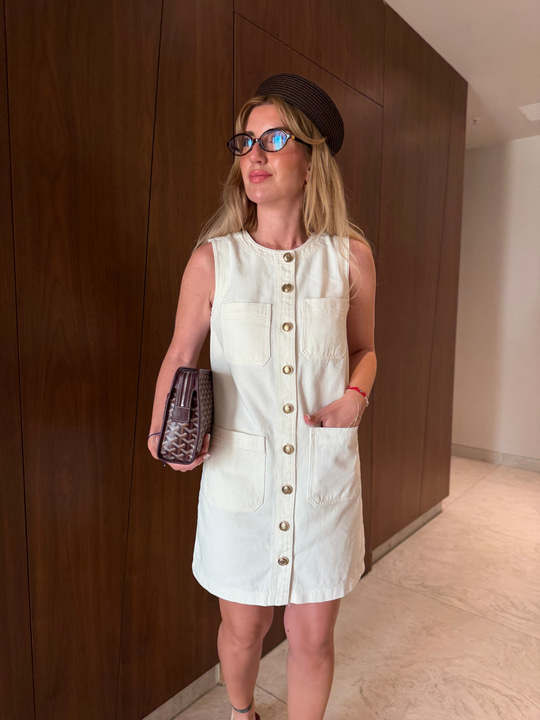 Orijinal Model , Gold Düğmeli , Ekru Gabardin Elbise
