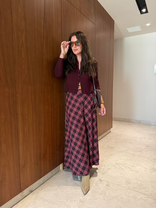 Orijinal Marka , Bordo Ekoseli , Maxi Boy Etek