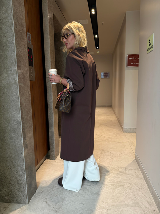 İçi Ekose Astarlı , Acı Kahve , Premium Trençkot