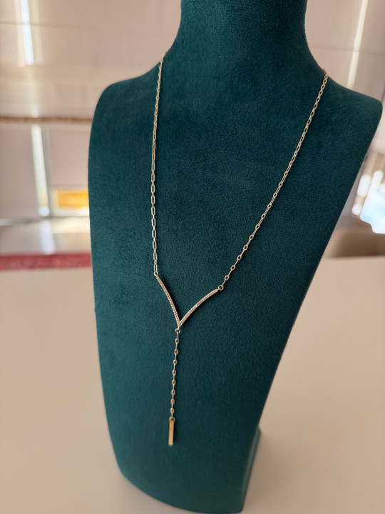 Zirkon Taşlı , 14K V Kolye