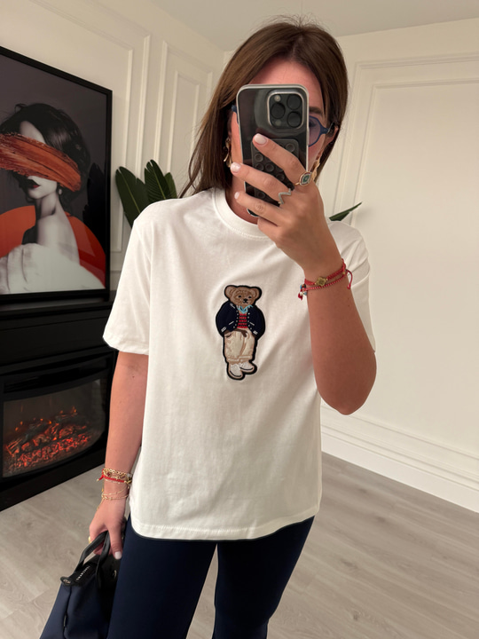 Marka Logo İşlemeli , Beyaz T-shirt