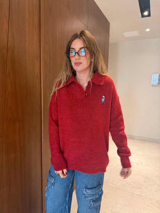 Orijinal Model , Polo Yaka , Ördek İşlemeli , Yumuşacık , Kırmzı Triko