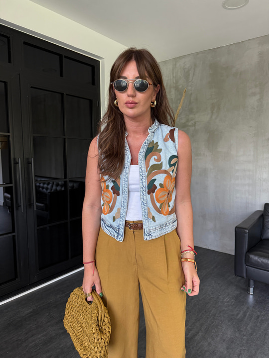 Orijinal Model , Full Nakışlı , Premium Jean Yelek