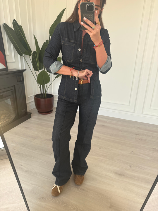 Orijinal Model Full Likralı Lacivert Jean Takım