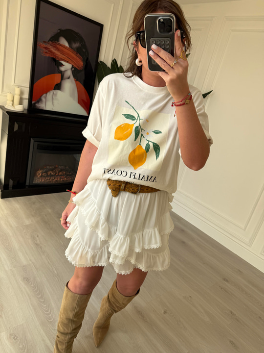 Limon Desenli , Beyaz T-shirt