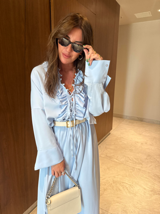 Orijinal Model , Önden Bağlamalı , Premium , Bebe Mavisi , Etek Takım