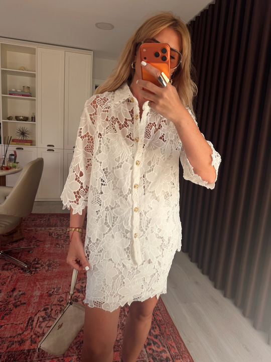 Orijinal Model, Gold Detaylı Premium Güpür Etek & Gömlek Takım