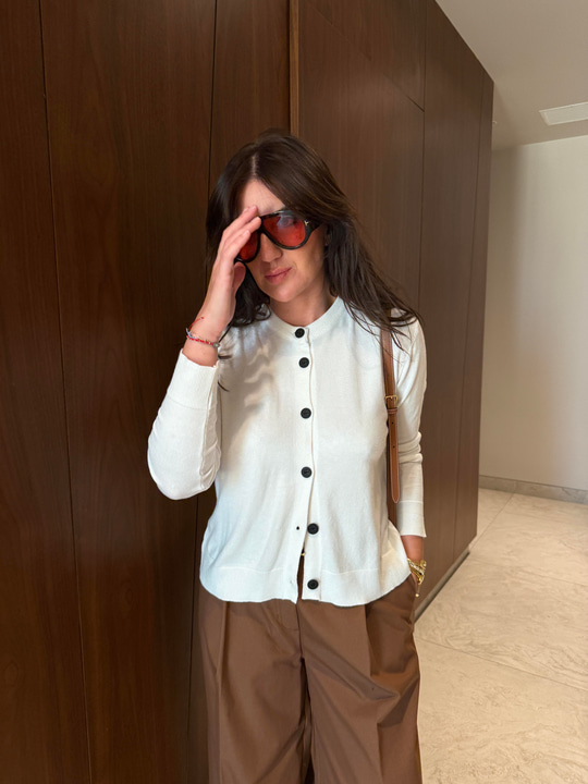 Soft Touch , Önden Düğmeli , Ekru , Triko Hırka