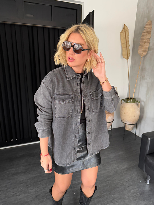 Orijinal Marka , Füme , Tencel Jean Gömlek