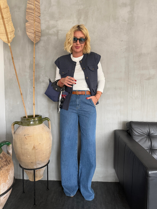 Orijinal Marka , Tencel Palazzo , Blue Jean