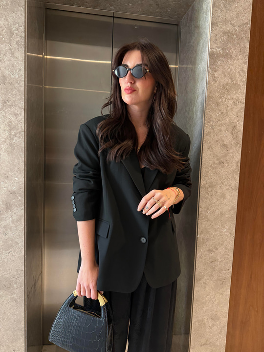Siyah , Oversize , Premium Blazer Ceket