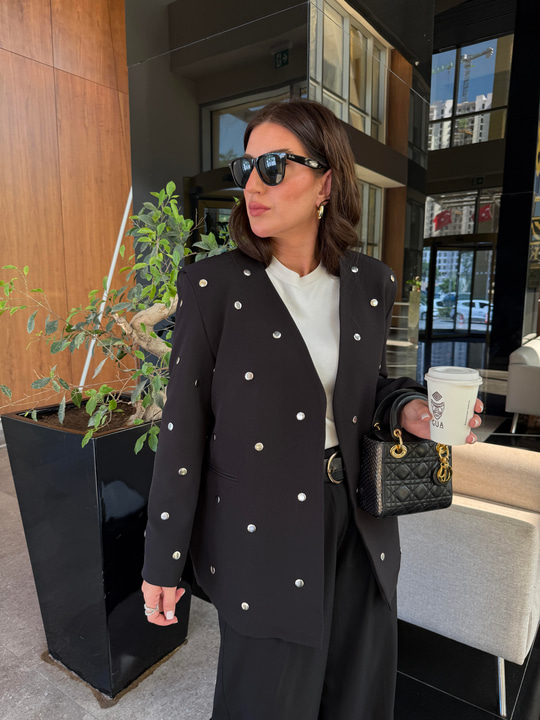 Orijinal Model , Siyah , Zımbalı Ceket