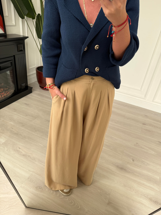 Premium , Arka Beli Lastikli , Camel Tencel Palazzo