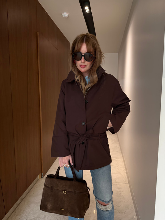 Orijinal Model , Belden Bağlamalı , Dik Yaka , Acıkahve Trençkot