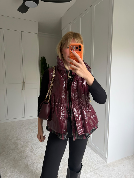 Tw-st Model , İçi Ekose Gömlekli , Bordo , Premium Şişme Yelek