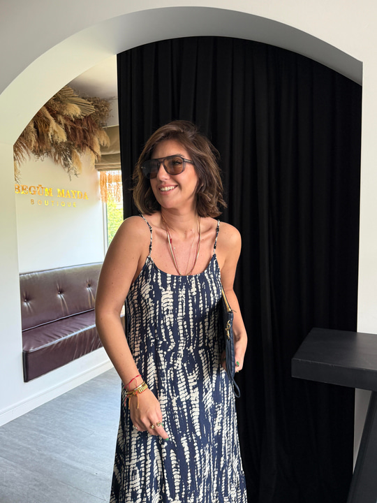 Ayarlanabilir Askılı , Deniz Kabuk Detaylı , Lacivert Elbise