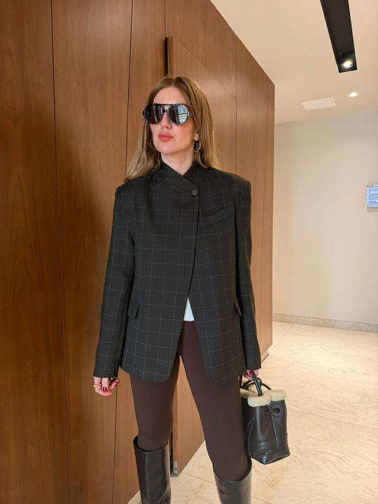 Orijinal Model Acıkahve Kareli Premium Ceket