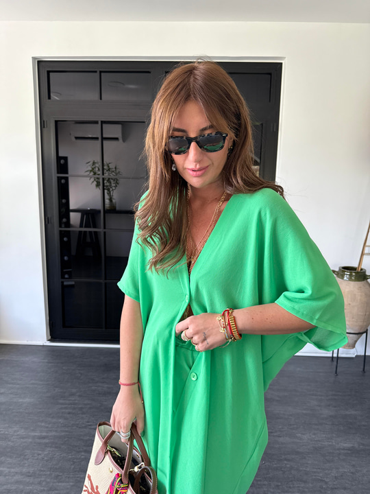 Orijinal Marka , Önden Düğmeli , Yeşil Kimono