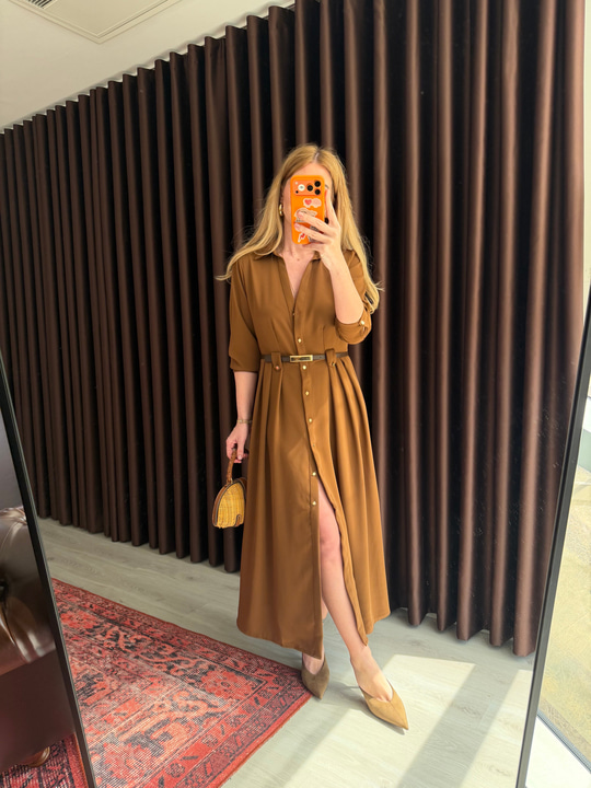 Orijinal Model , Double Krep Kumaş , Kemerli Tarçın Elbise