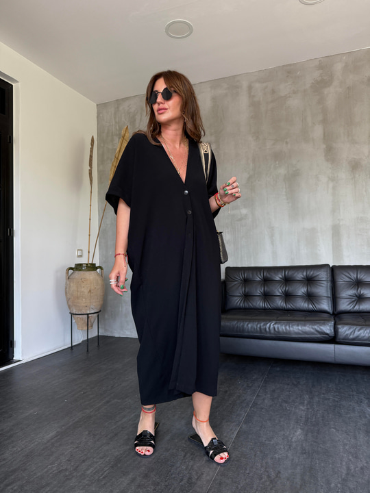 Orijinal Marka , Önden Düğmeli , Siyah Kimono
